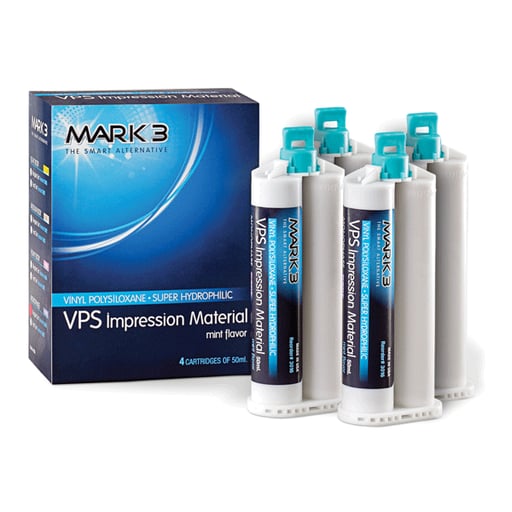 Mark3 3012 VPS Impression Material Medium Body Regular Set Cartridges Mint 4/Pk 50 mL Mark3 3012 VPS Impression Material Medium Body Regular Set Cartridges Mint 4/Pk 50 mL